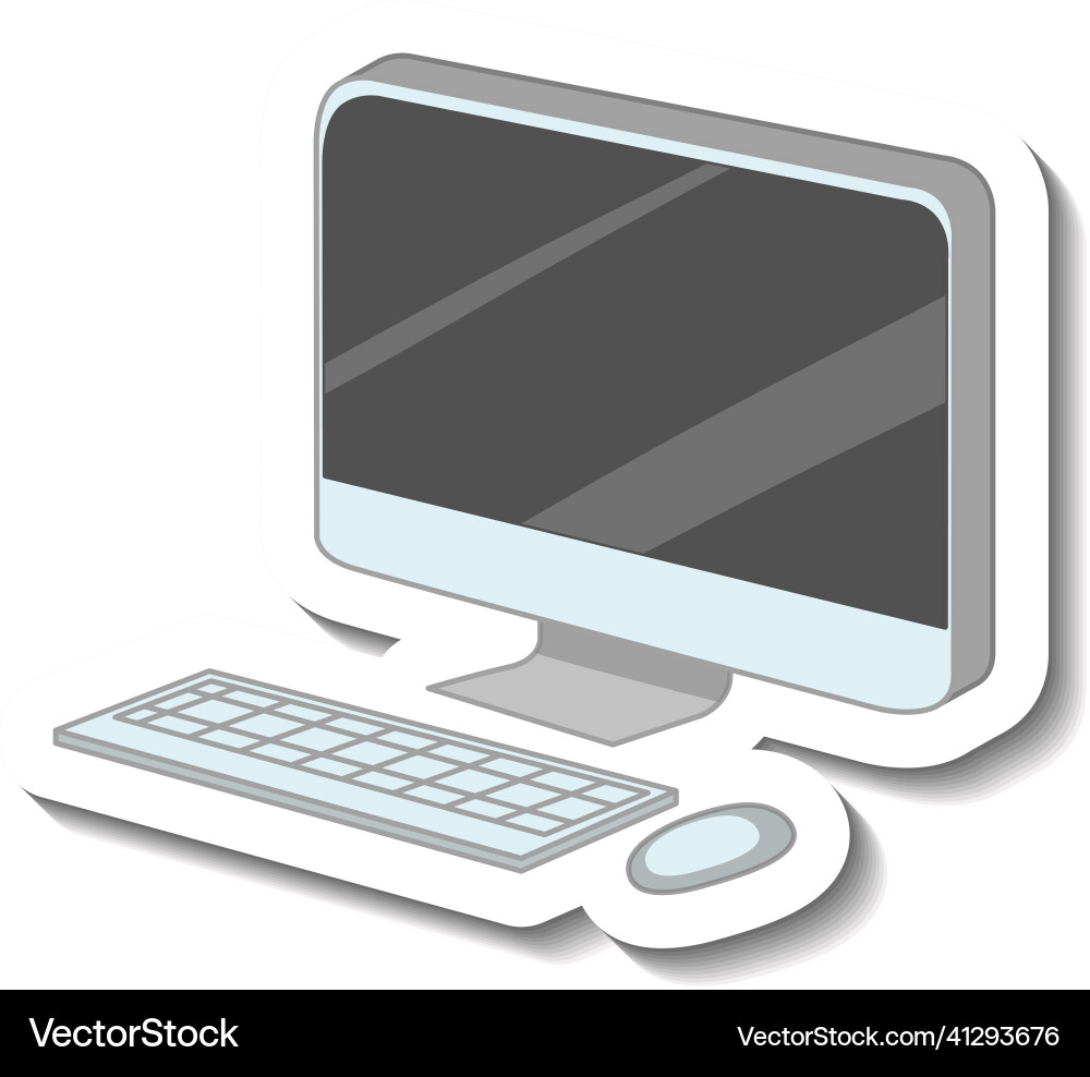 Computer monitor with mouse and keyboard Vector Image