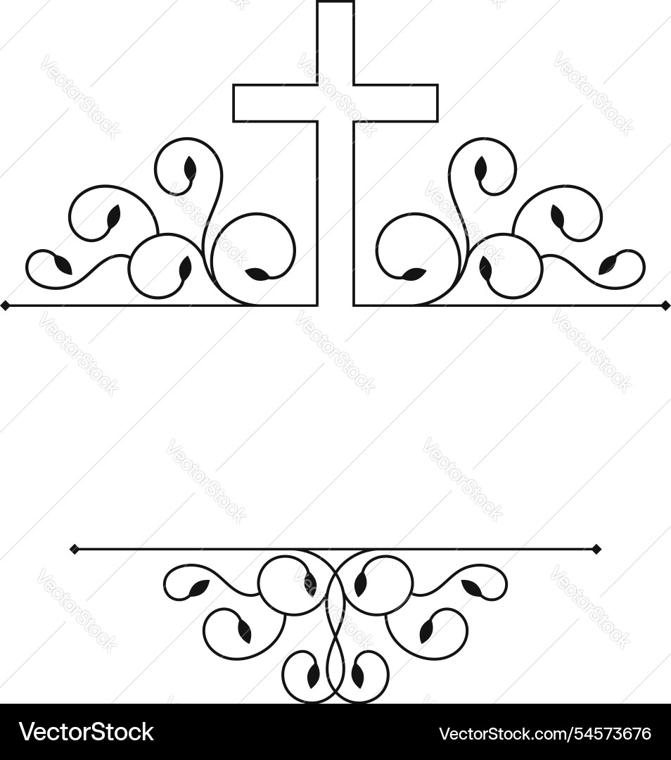Dhristian cross with branches leaves pattern Dhristian cross with branches leaves pattern vector image