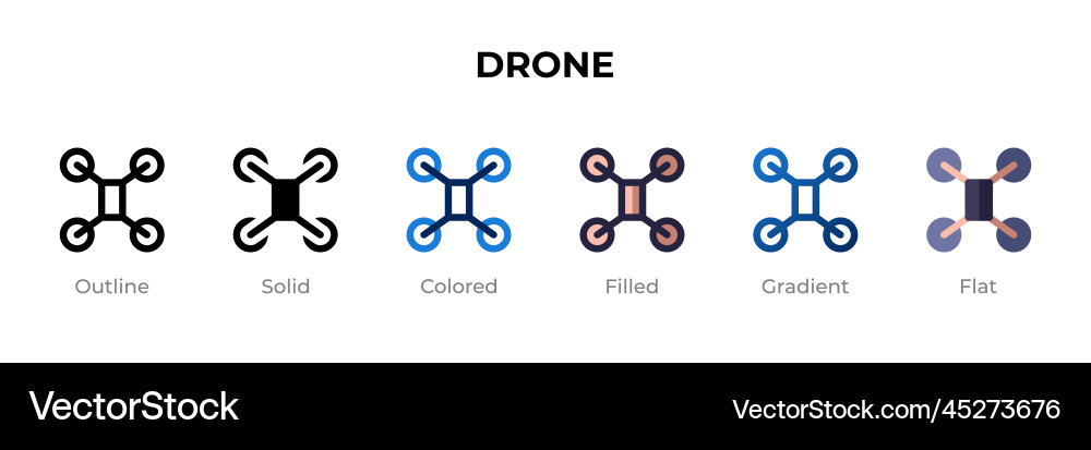 Drone icon in different style icons Vector Image