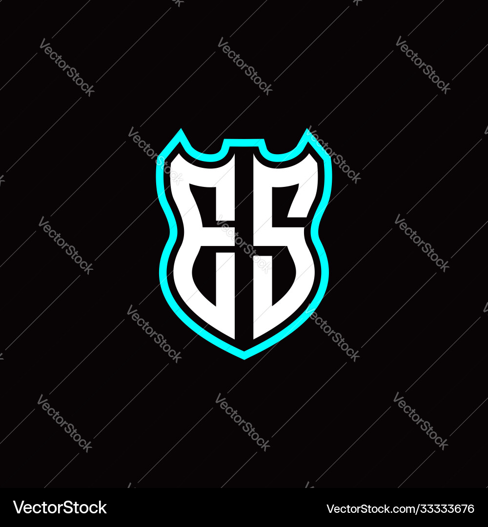 E s initial logo design with shield shape E s initial logo design with shield shape Vector Image