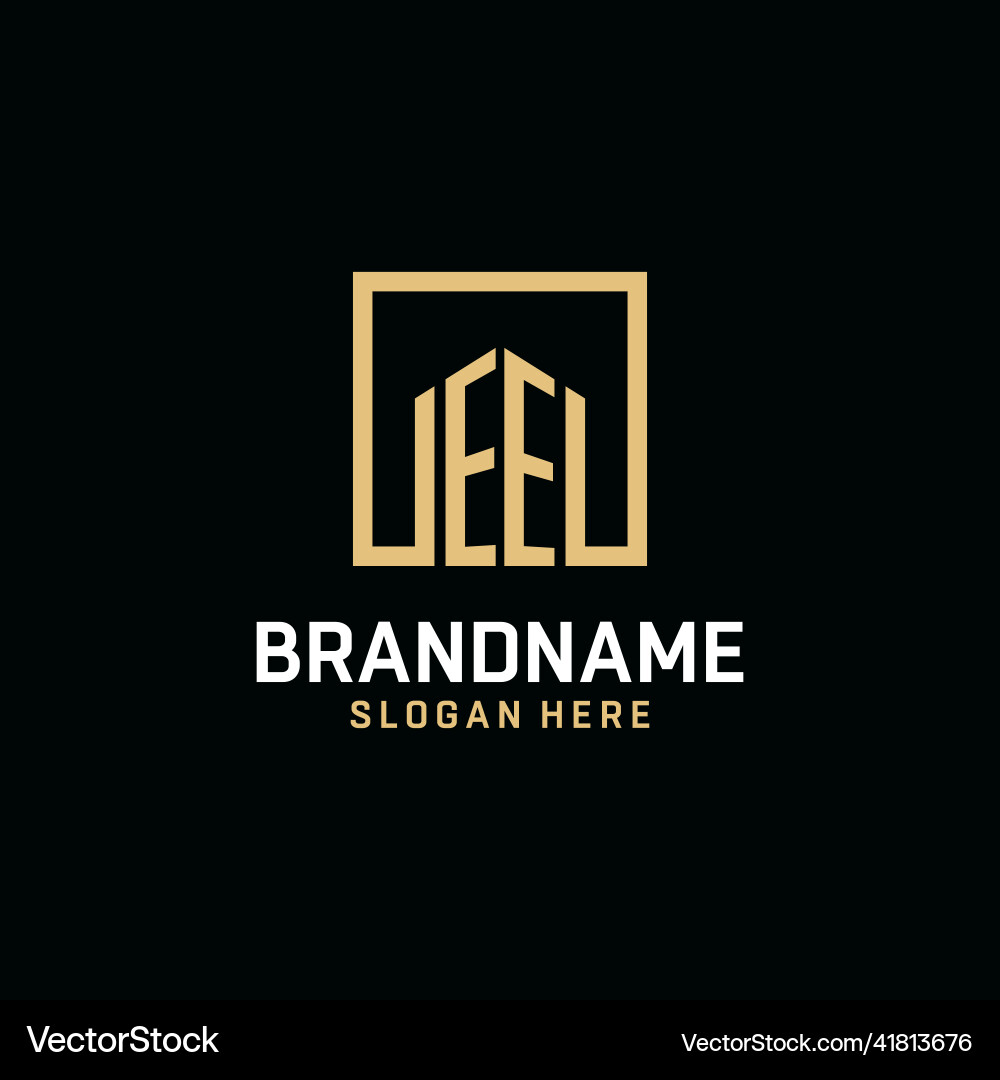 Ee initial monogram logo design with square shape Ee initial monogram logo design with square shape vector image
