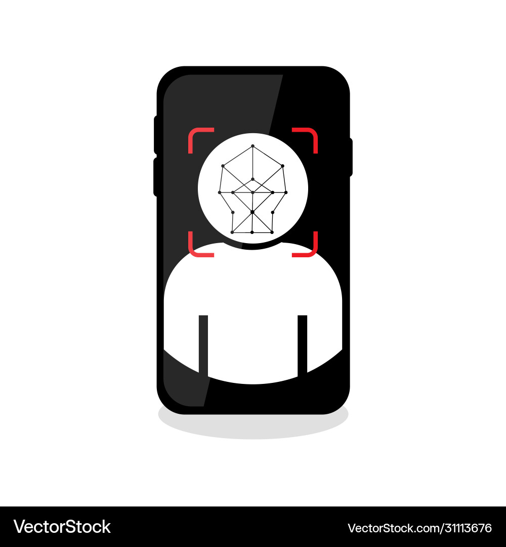 Face id recognition icon on empty background vector image