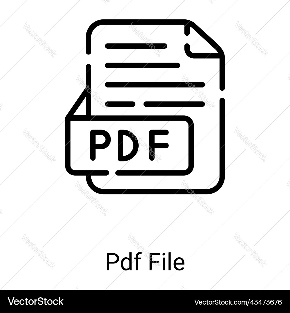 File format pdf line icon isolated on white vector image