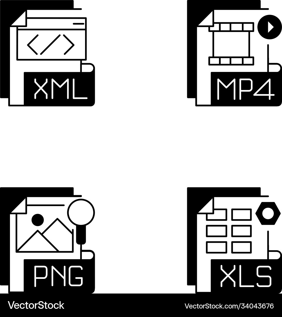 File types black linear icons set File types black linear icons set vector image