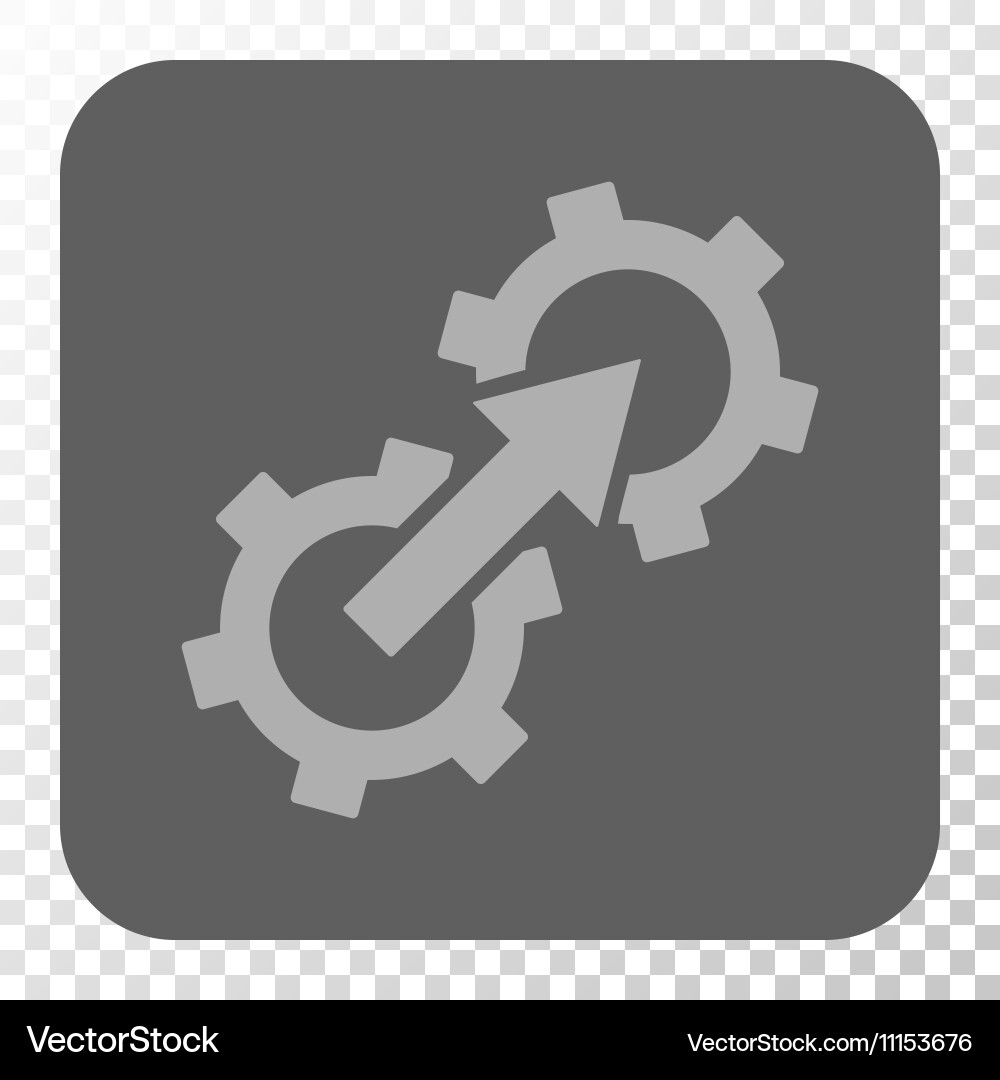 Gear integration rounded square button vector image
