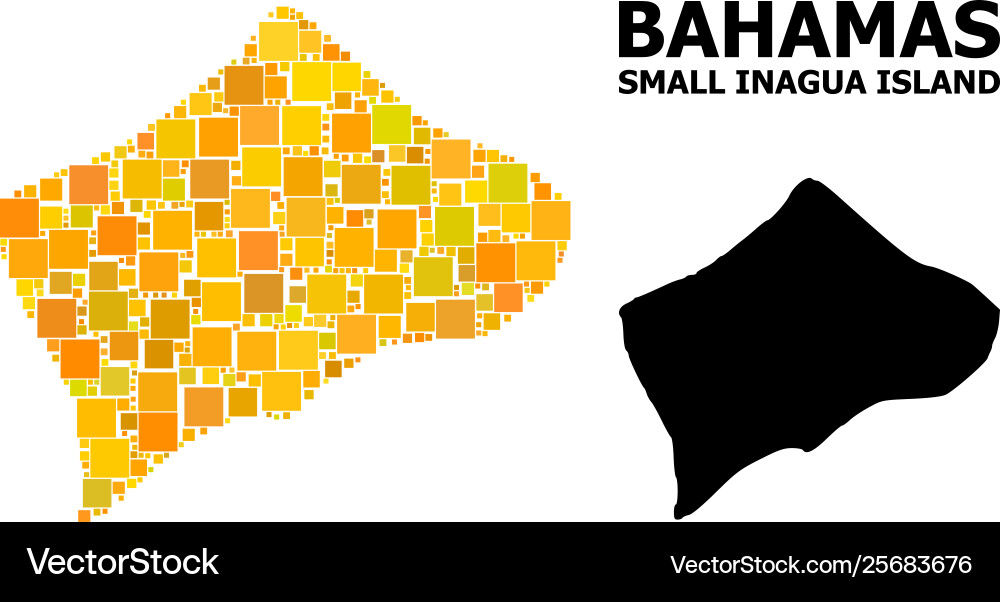 Gold square pattern map small inagua island vector image