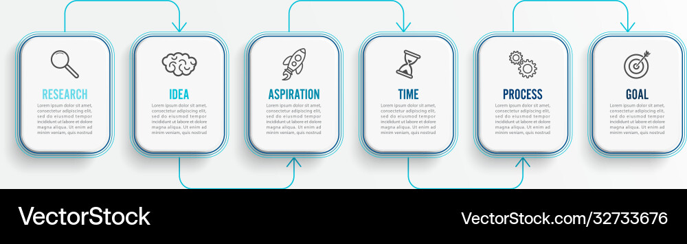 Infografische Vorlage mit Icons und 6 Optionen Vektorbild