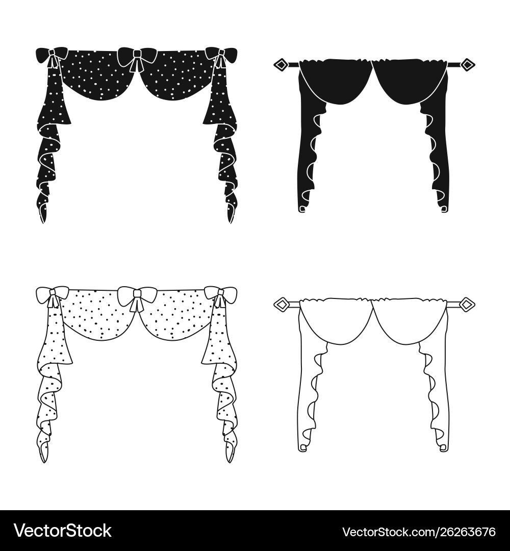 Isolated object curtains and drapes sign set Vector Image