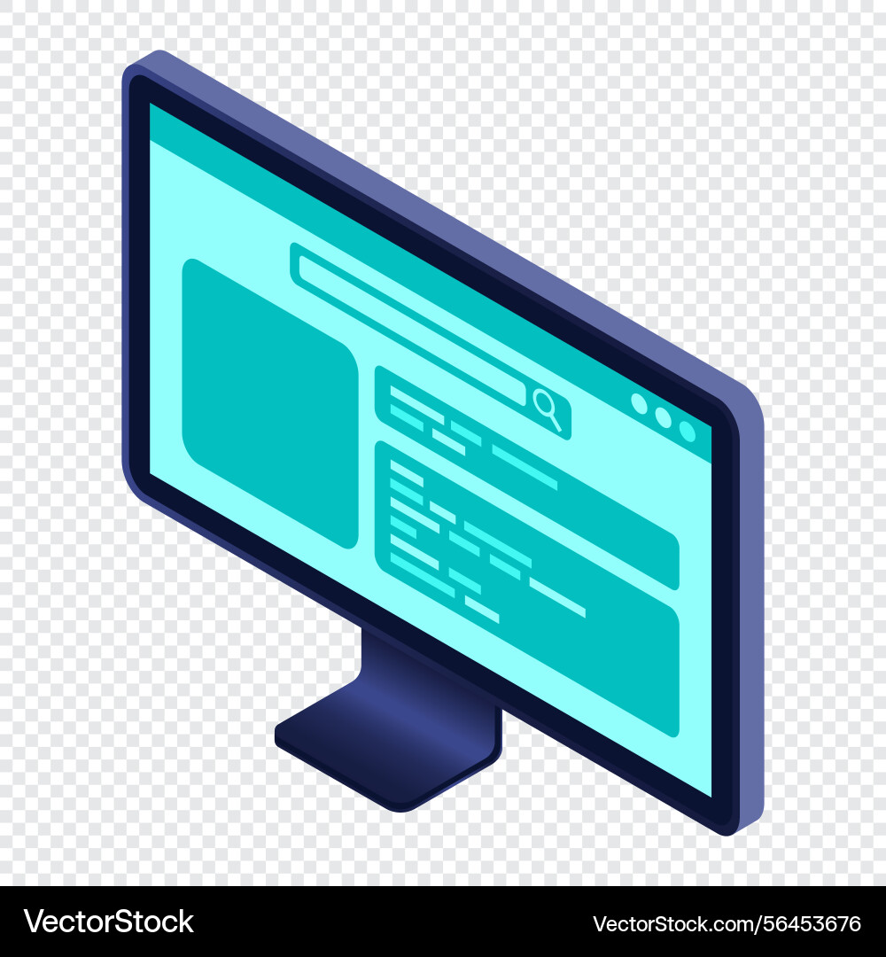 Isometric monitor computer Vector Image