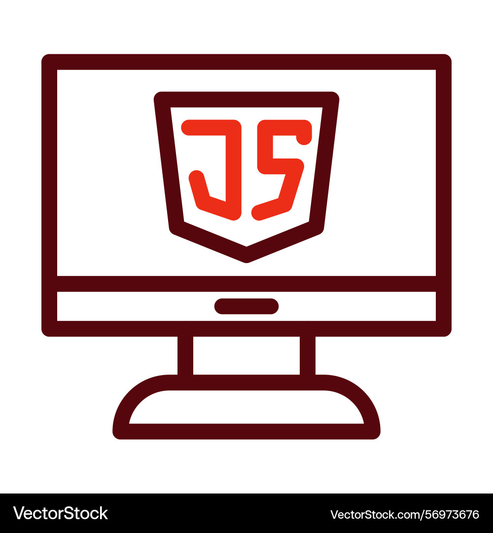 Javascript thick line two color icons vector image