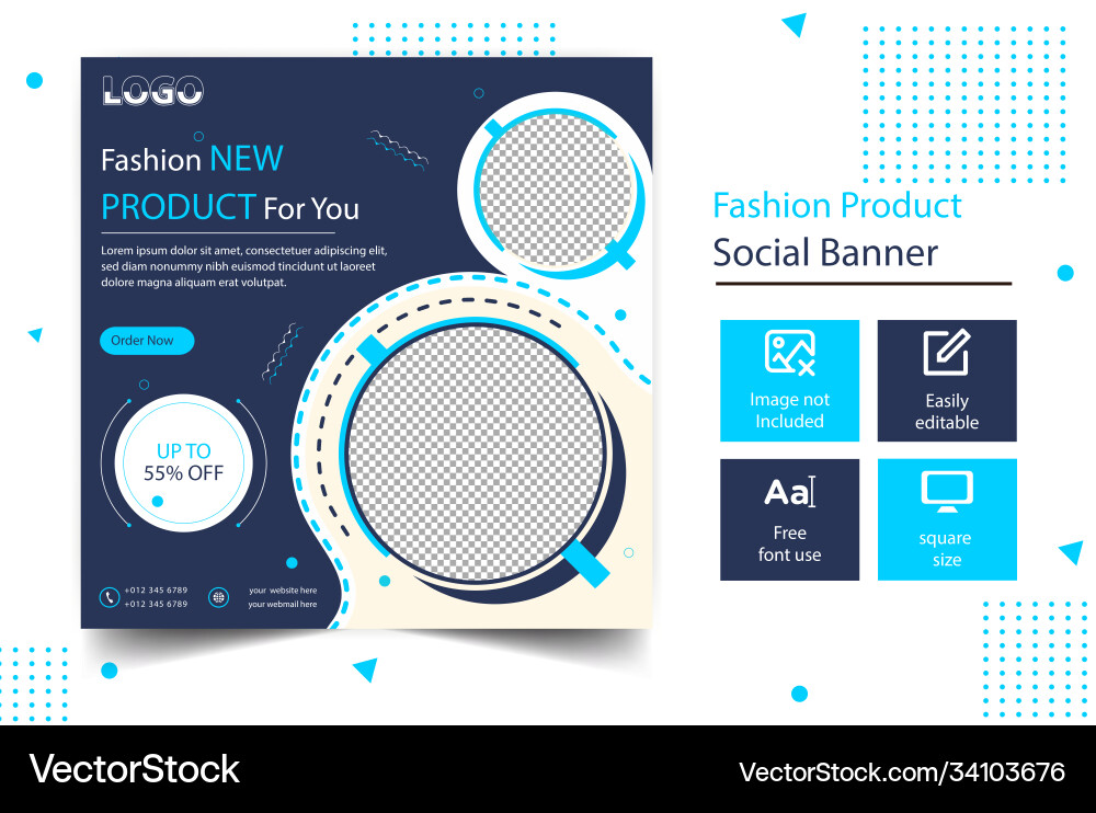 Modern post square banner template background vector image