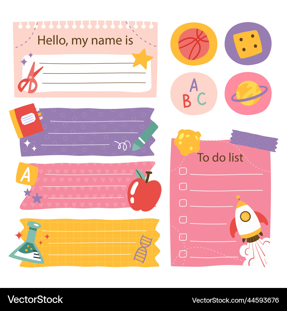 Notebook Label Set - Cute & Fun vector image