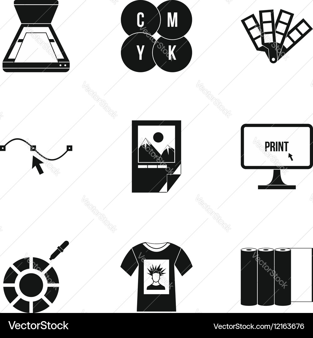 Printing icons set simple style Vector Image