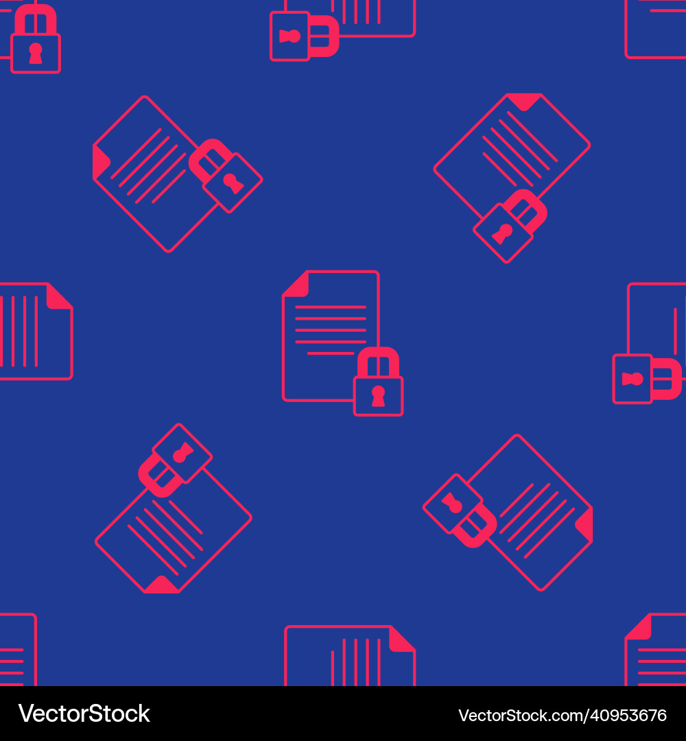Red document and lock icon isolated seamless Red document and lock icon isolated seamless Vector Image