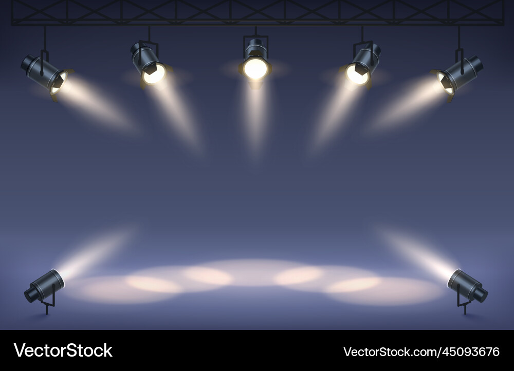 Scene with stage projectors studio podium Vector Image