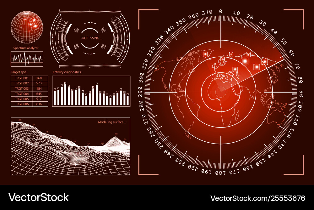 Sci-Fi HUD Tech Interface Elemente vektorbild