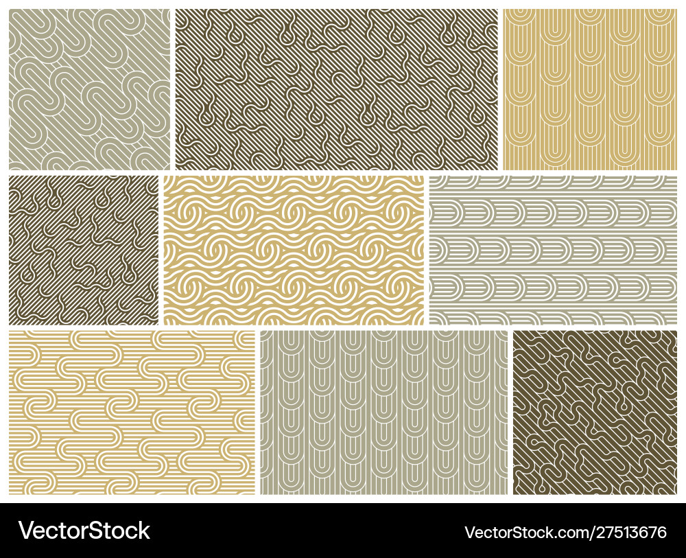 Seamless patterns with twisted lines linear Seamless patterns with twisted lines linear vector image