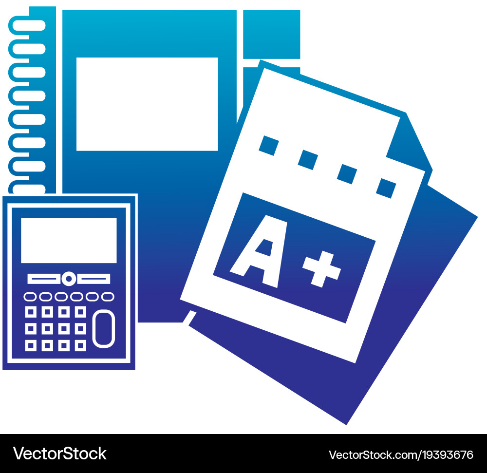 Silhouette notebook and calculator object vector image