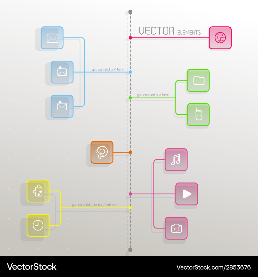 Simple flat design template with icons and symbols Vector Image