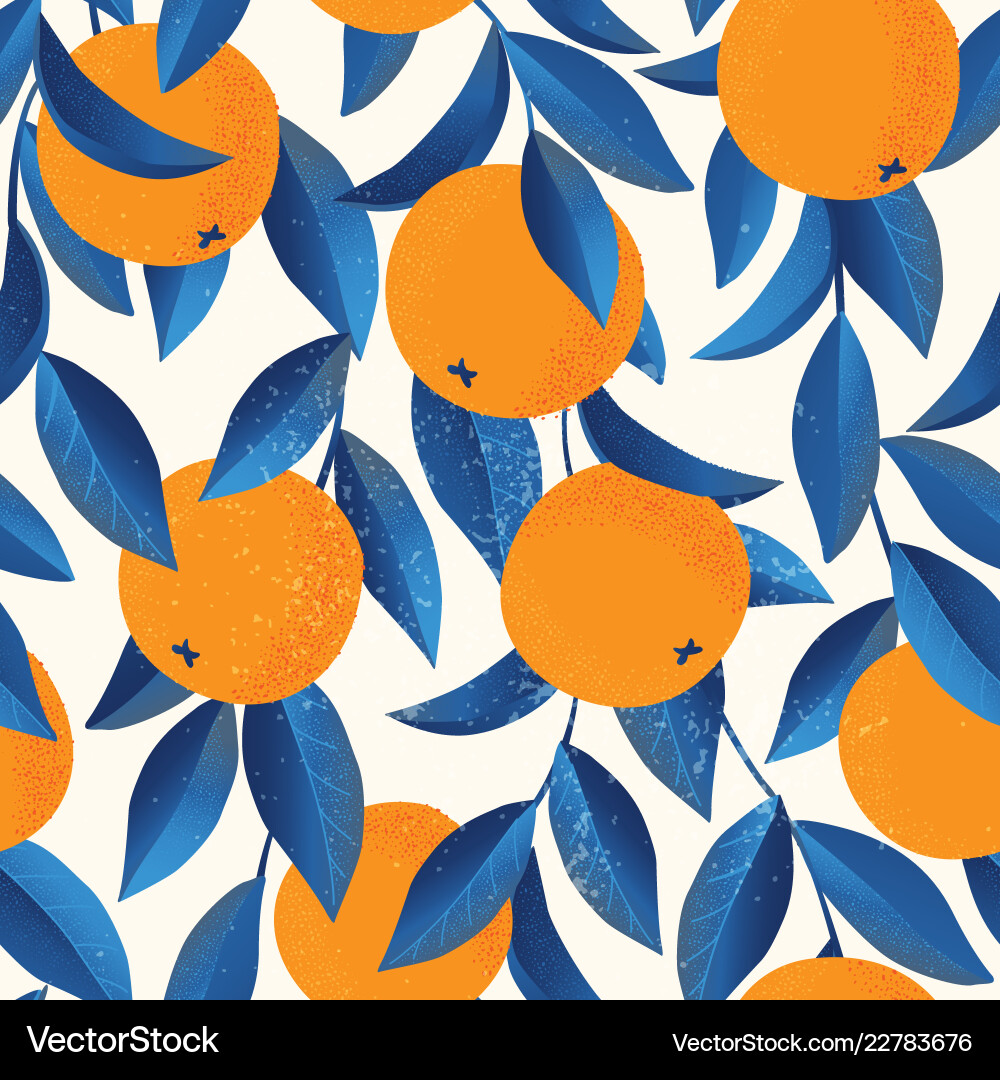 Tropical seamless pattern with oranges fruit Vector Image