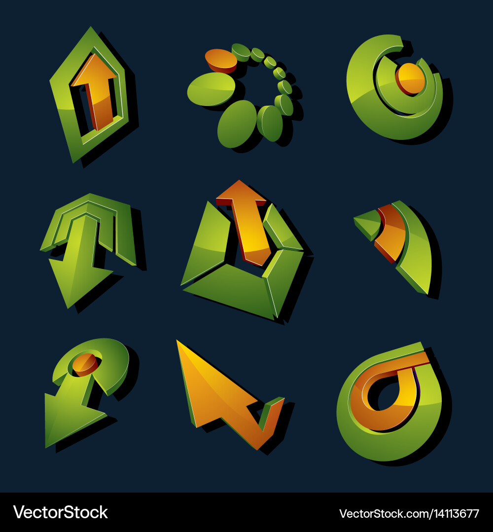 3d simple navigation pictograms collection set vector image
