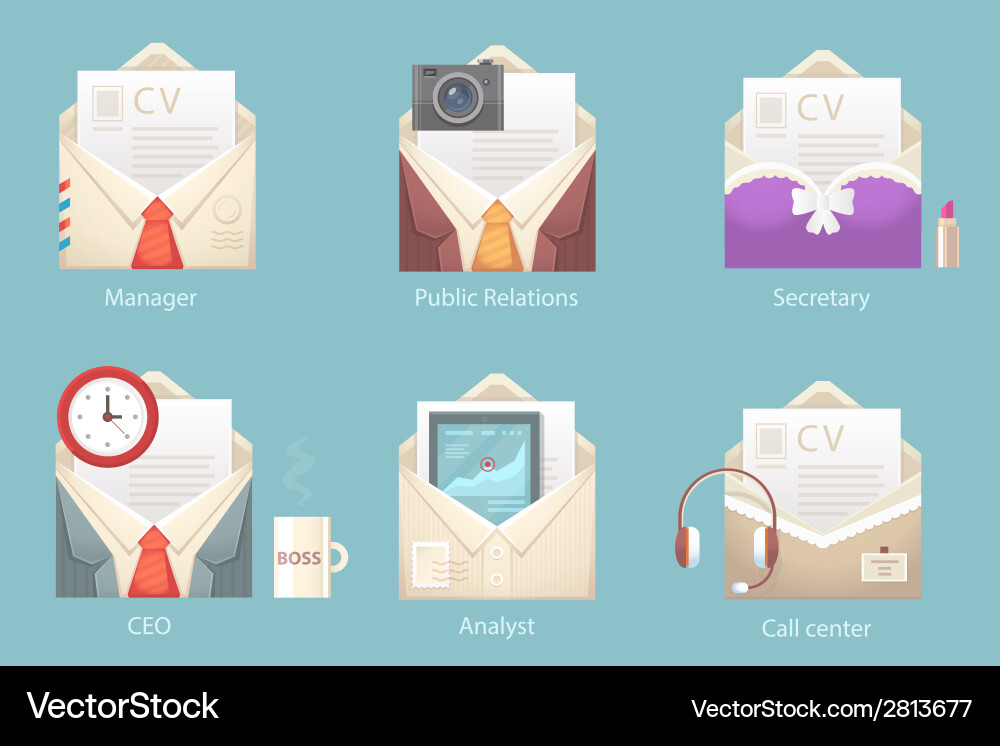 A set of characters different envelope vector image