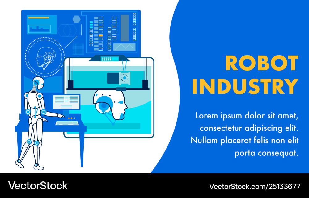 Automated robot production flat banner template Automated robot production flat banner template vector image