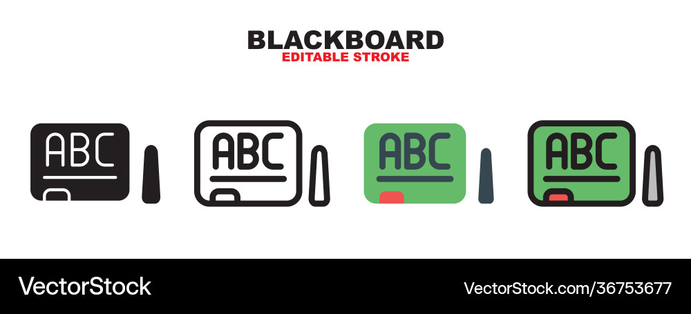 Blackboard icon set with different styles Blackboard icon set with different styles vector image
