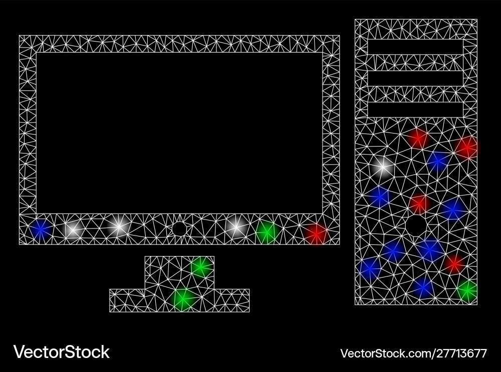 Bright mesh 2d computer with flash spots Bright mesh 2d computer with flash spots vector image