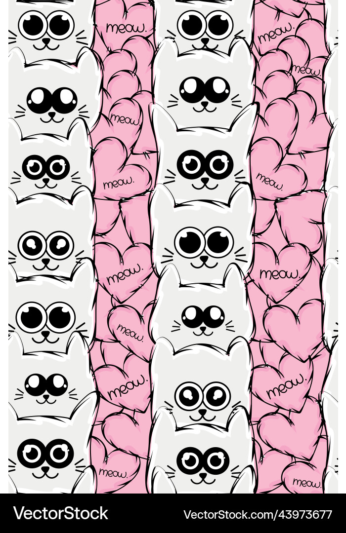 Colored seamless pattern background with cat vector image