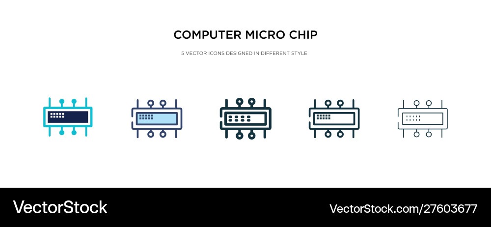 Computer micro chip icon in different style two Computer micro chip icon in different style two vector image