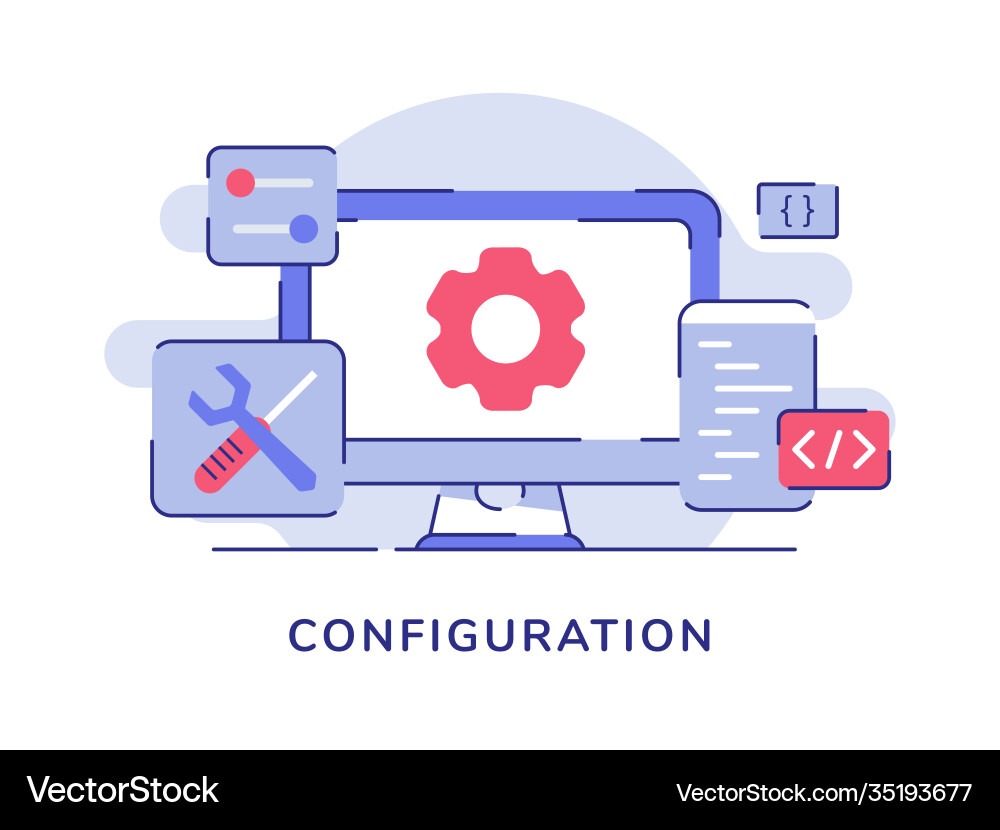 Configuration gear on display computer screen Configuration gear on display computer screen vector image