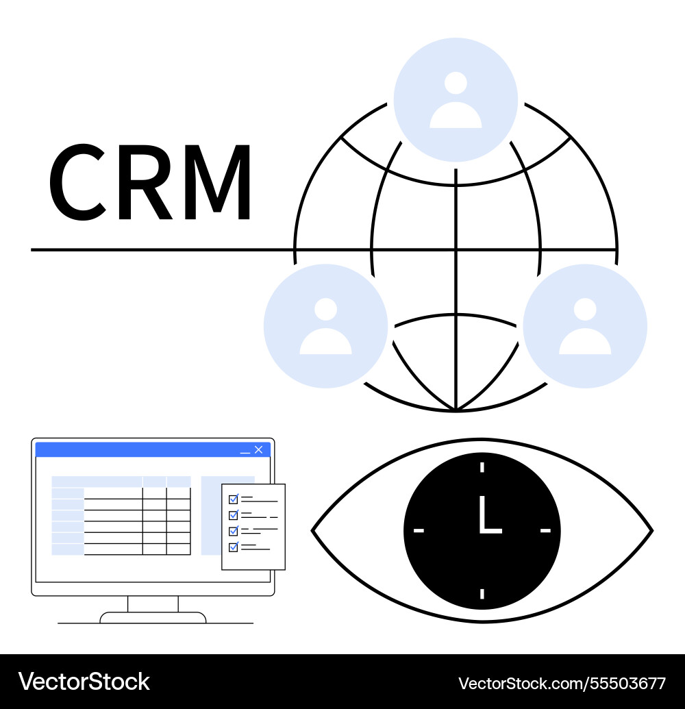 Crm system with global user connectivity digital Crm system with global user connectivity digital Vector Image