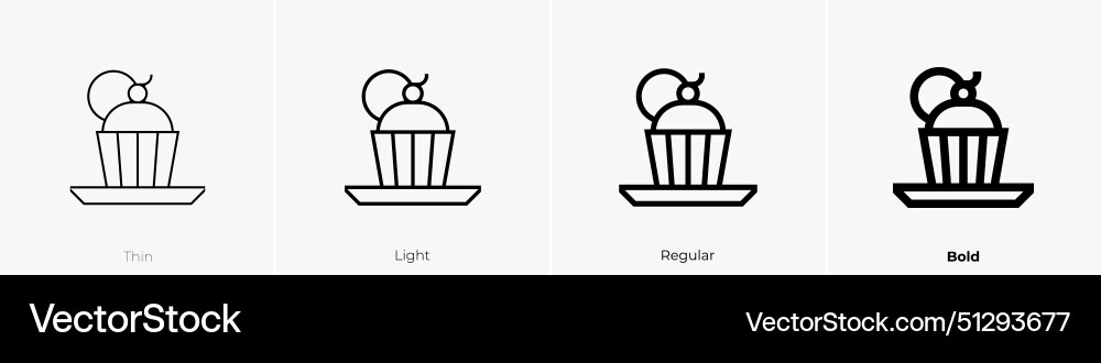 Cupcake icon thin light regular and bold style Vector Image