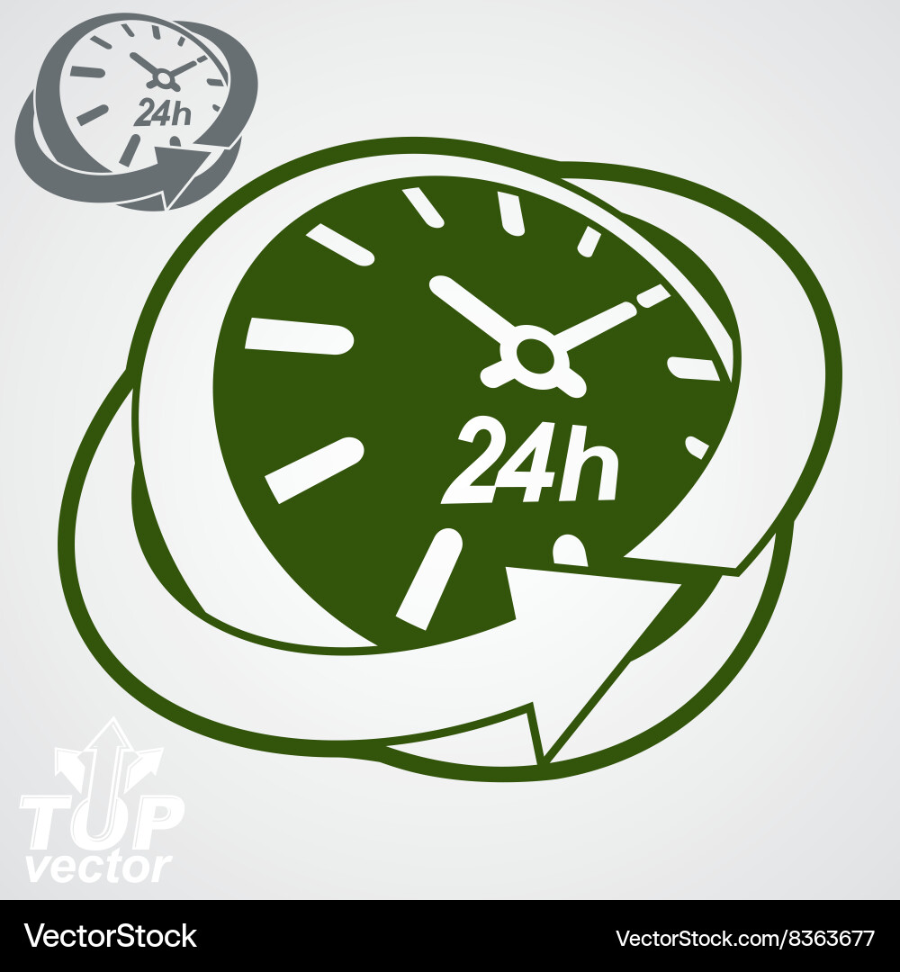 Elegant 3d round 24 hours clock around-the-clock vector image