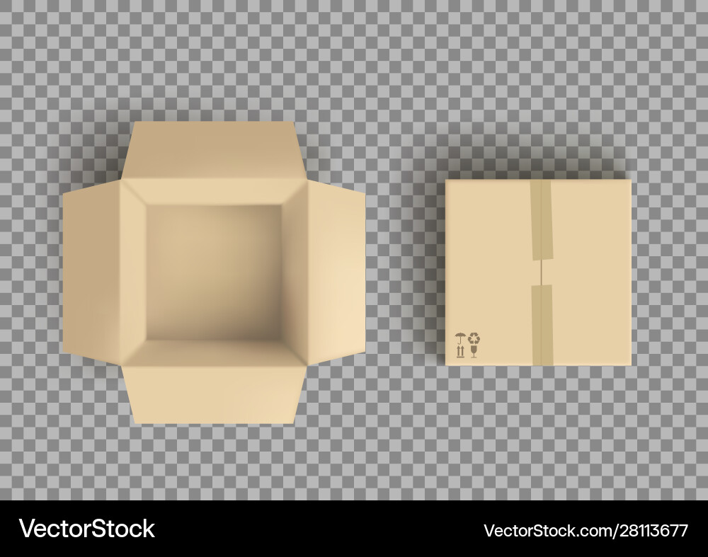 Empty open and closed cardboard box isolated Empty open and closed cardboard box isolated vector image