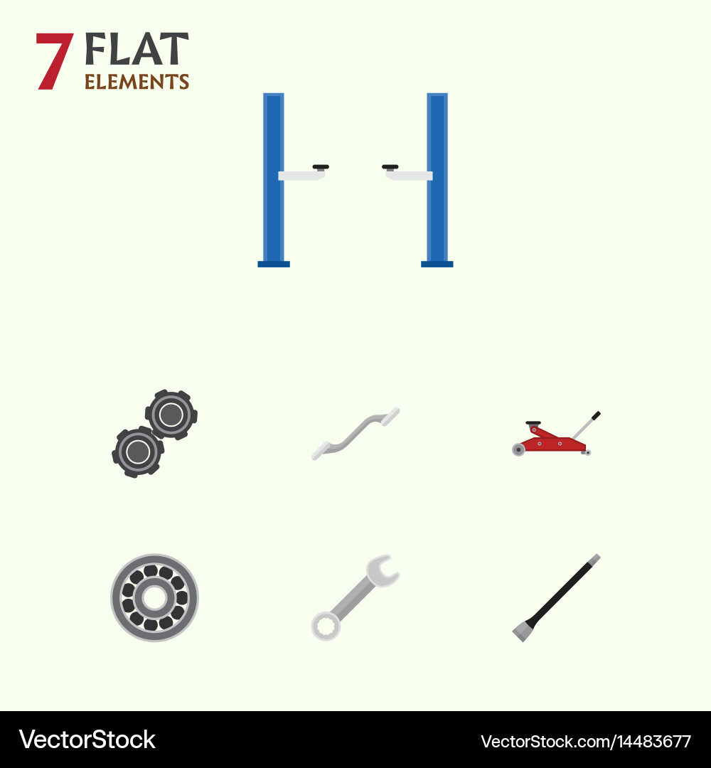 Flat workshop set of pipeline auto jack spanner vector image