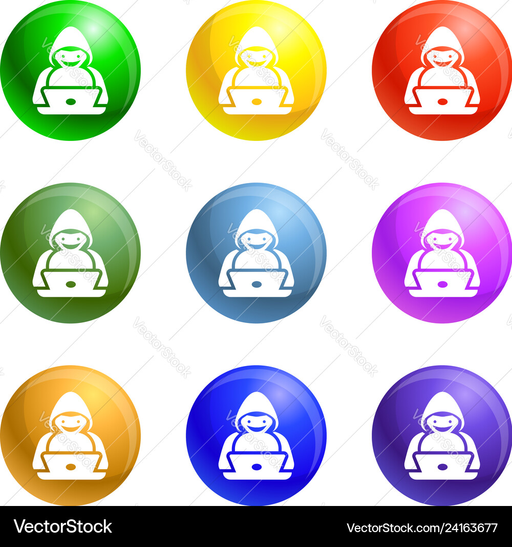 Hacker activity icons set Hacker activity icons set vector image