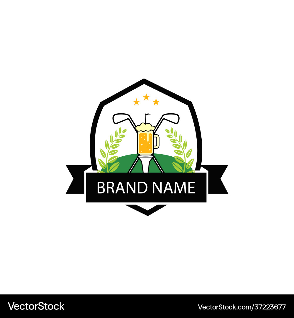 Label party beer golf club logo design Label party beer golf club logo design vector image