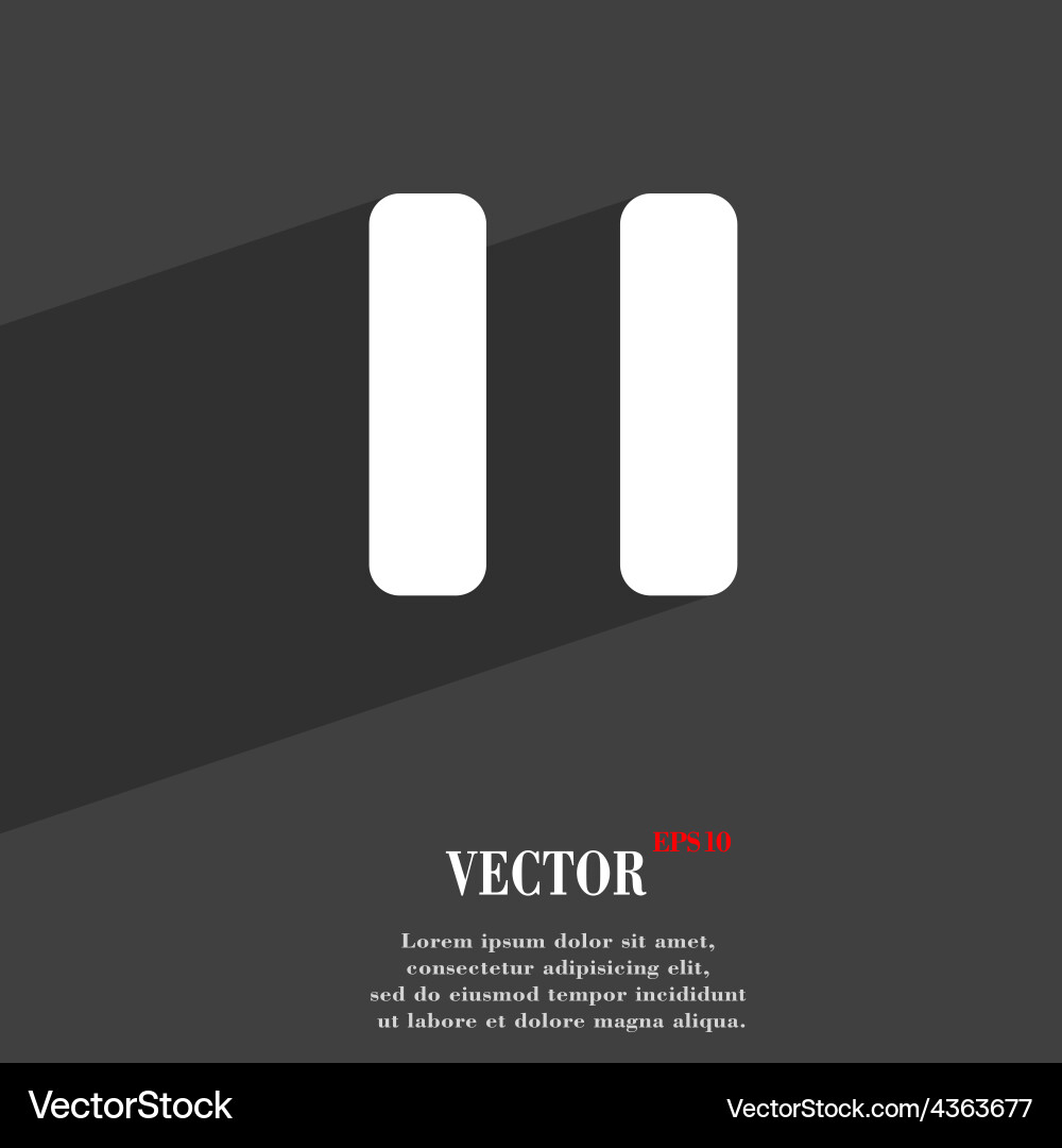 Pause icon symbol flat modern web design with long vector image