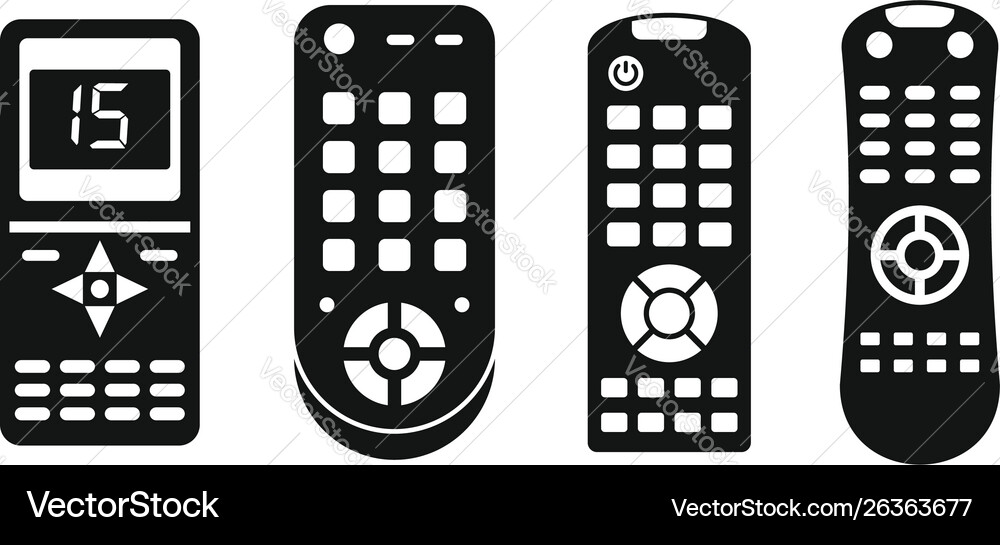Remote control infrared icons set simple style Remote control infrared icons set simple style vector image