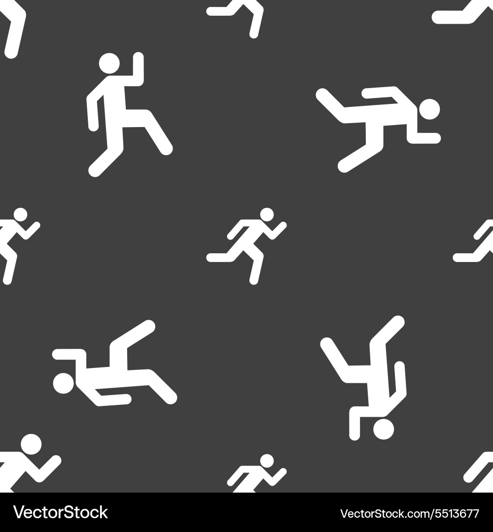 Running man icon sign seamless pattern on a gray Vector Image