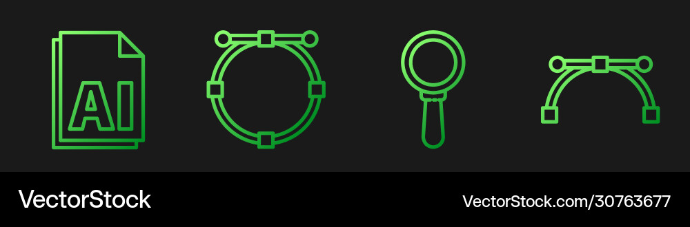 Set line magnifying glass ai file document circle Set line magnifying glass ai file document circle vector image