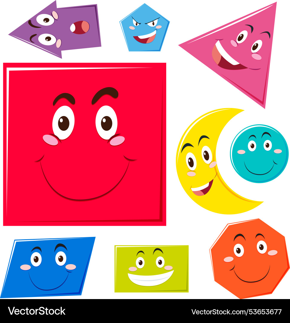 Smiling shapes in various colors and forms Smiling shapes in various colors and forms vector image