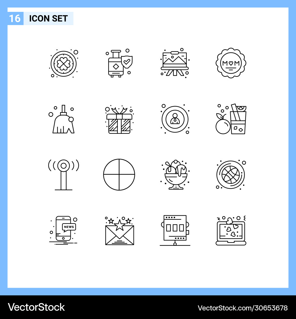 16 universal outlines set for web and mobile Vector Image