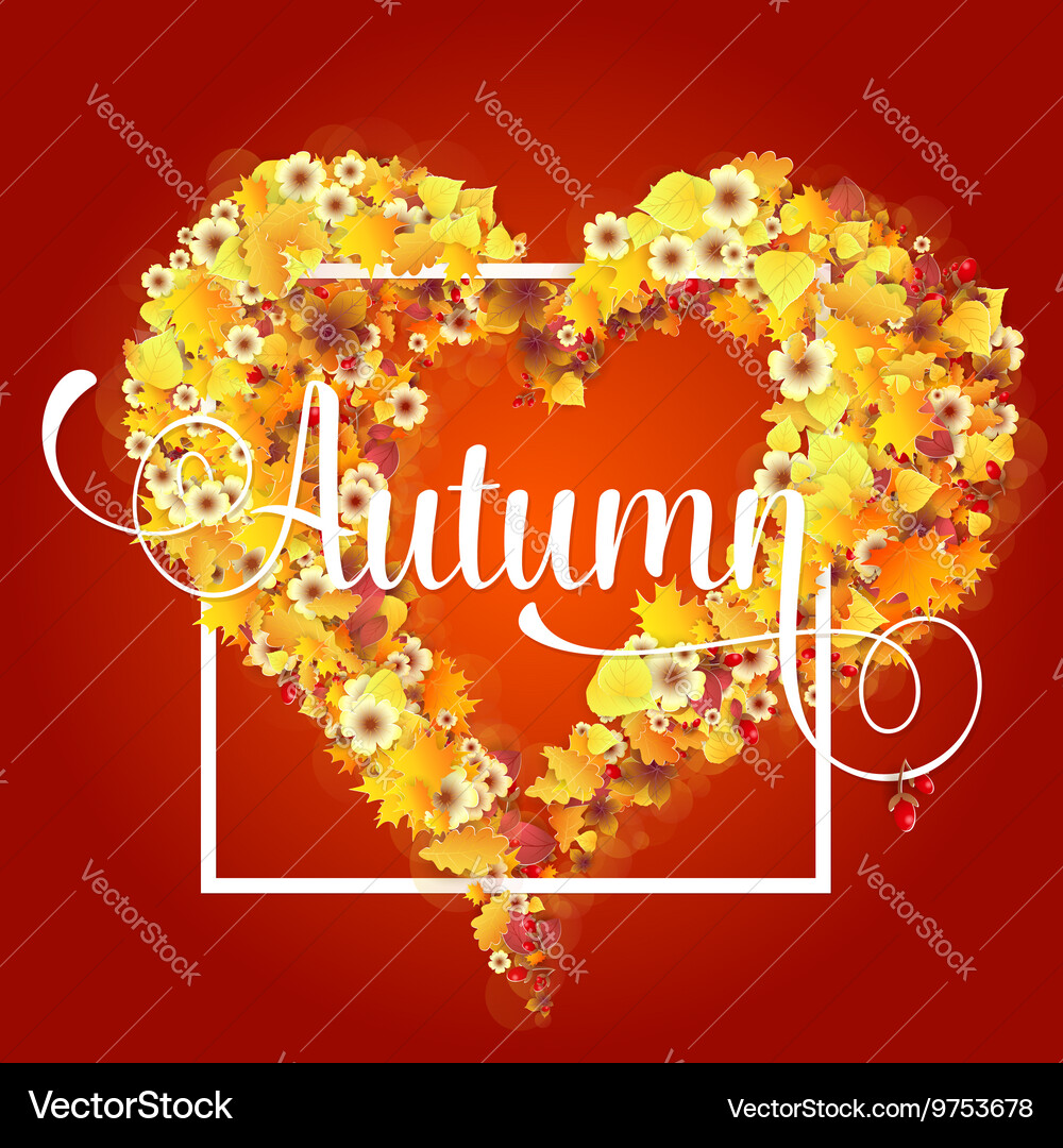 Autumn frame in shape of heart Vector Image