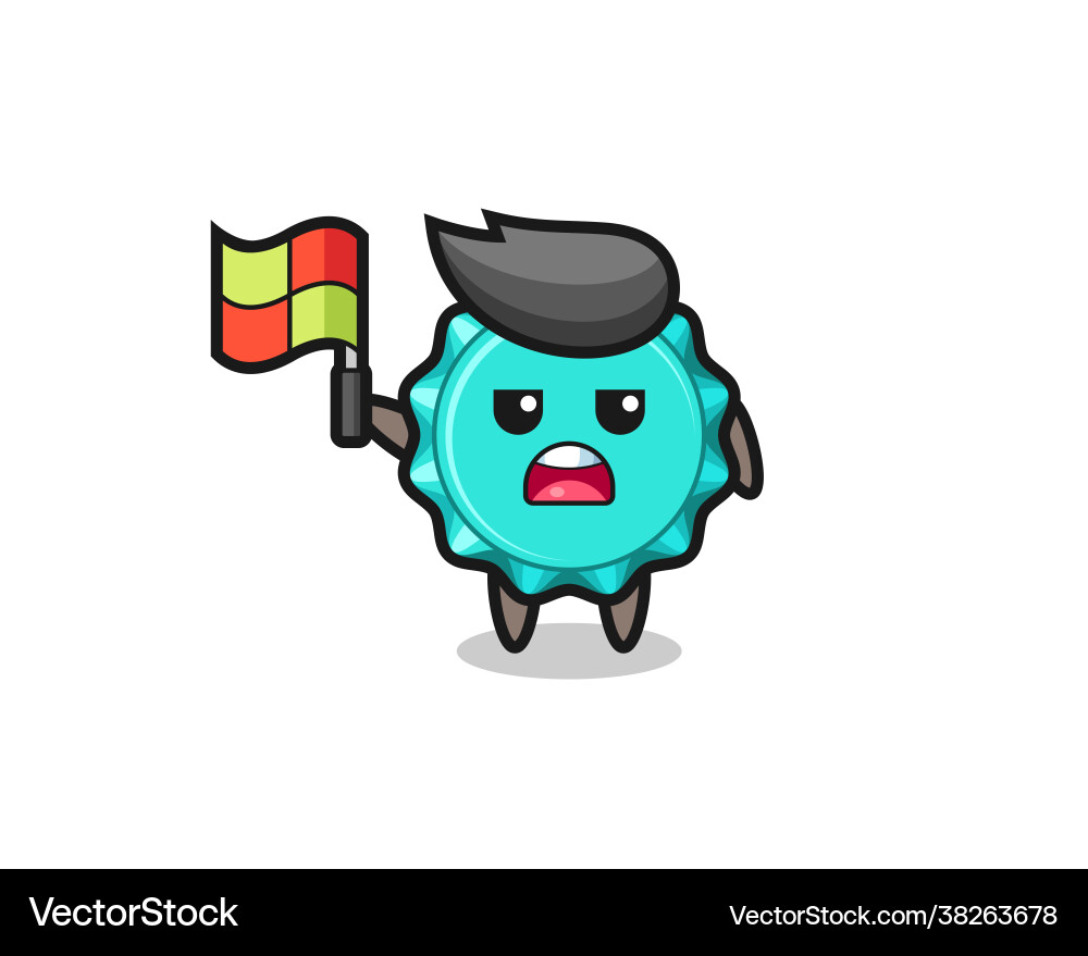 Bottle cap character as line judge putting Bottle cap character as line judge putting vector image
