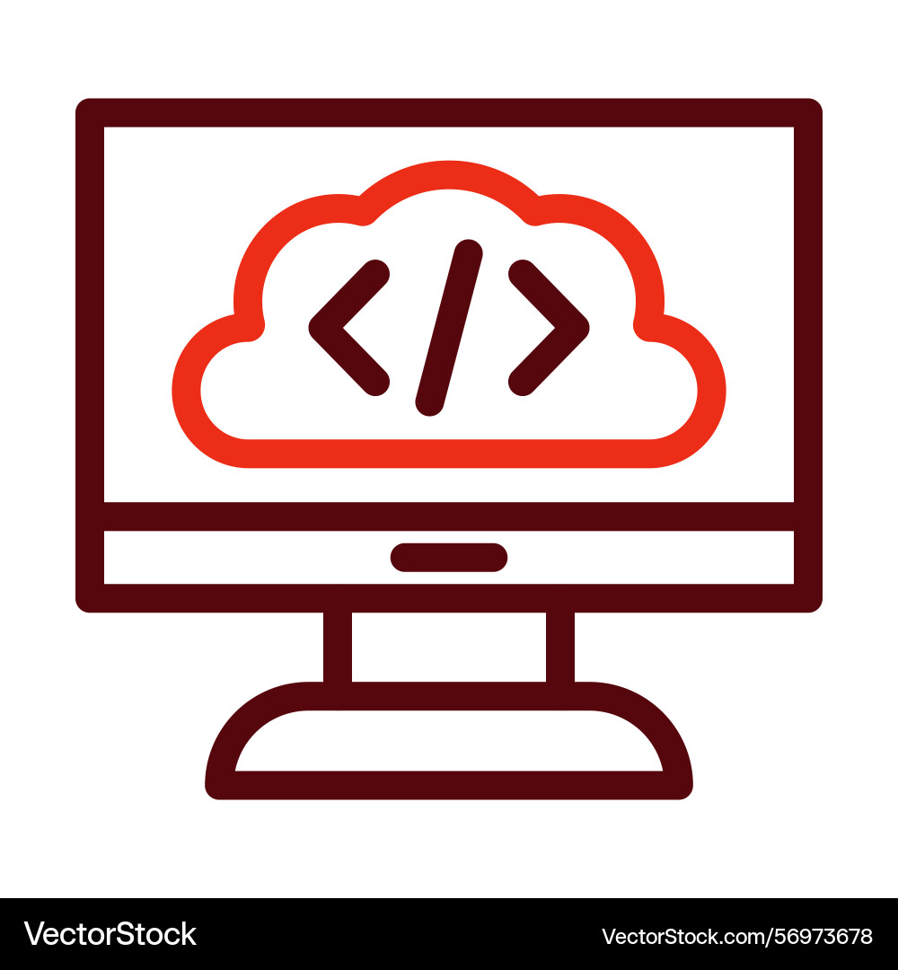 Cloud coding thick line two color icons vector image