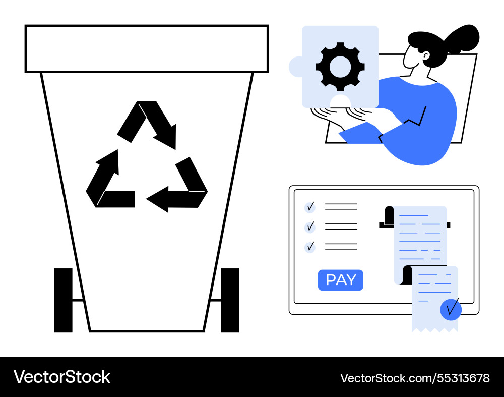 Collaborative problem solving with recycling Collaborative problem solving with recycling vector image