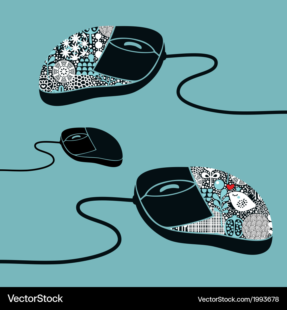 Computer mouse decorated with design print Vector Image